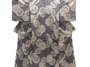 源氏車模様織り出し本場泥大島紬着物(5マルキ)